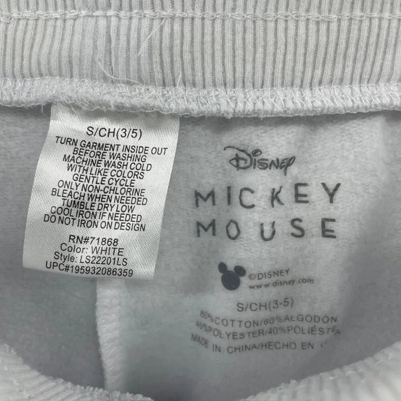DisneyMickey Mouse Short Girls Sz 3/5 White  Pull On Stretch High Waist Fleece - Picture 6 of 7